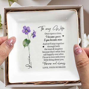 Once Upon A Time Happily Ever After Quote - Personalized Custom Jewelry Dish - FAM031_SCRD