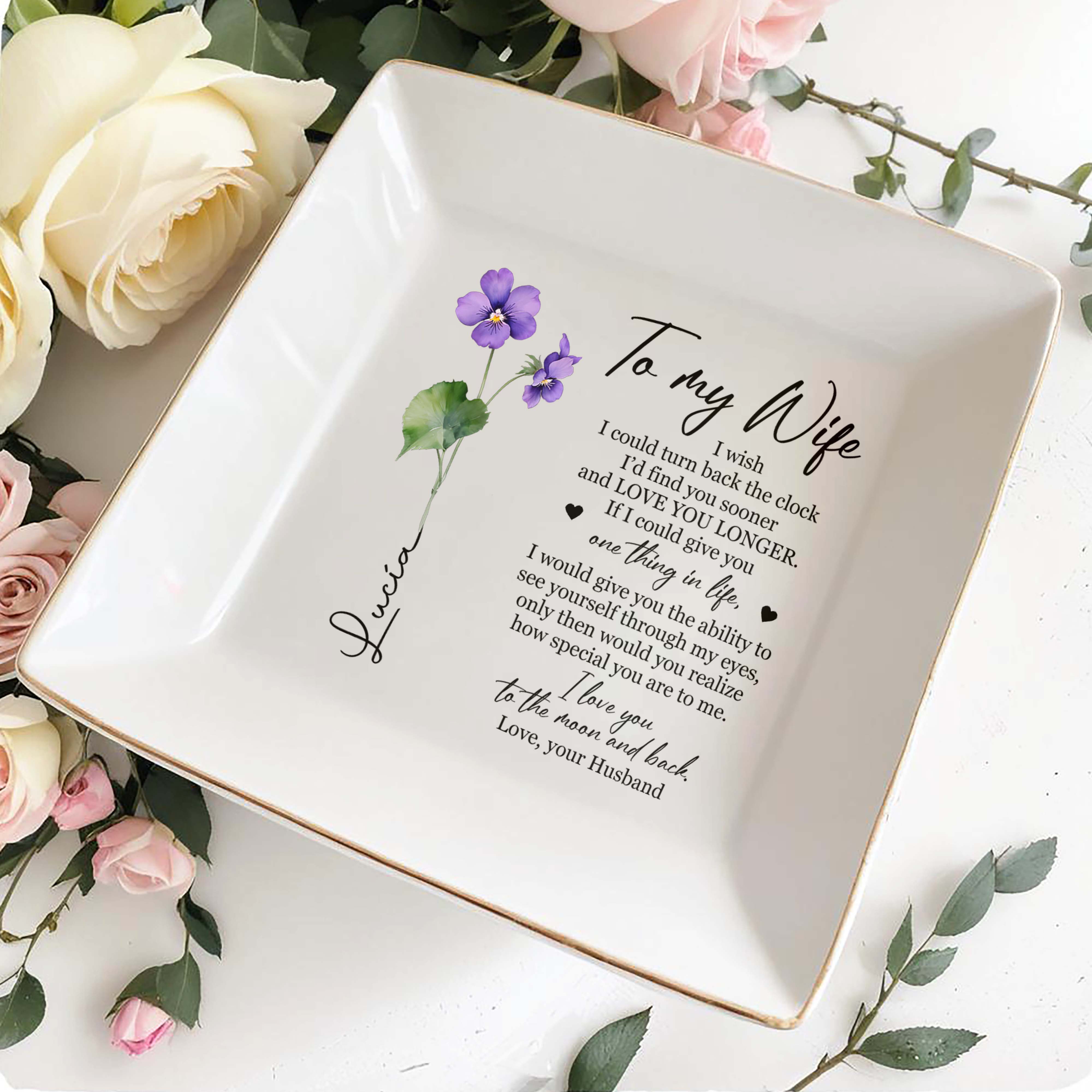 Love You Longer, See Yourself Through My Eyes - Personalized Custom Jewelry Dish - FAM033_SCRD
