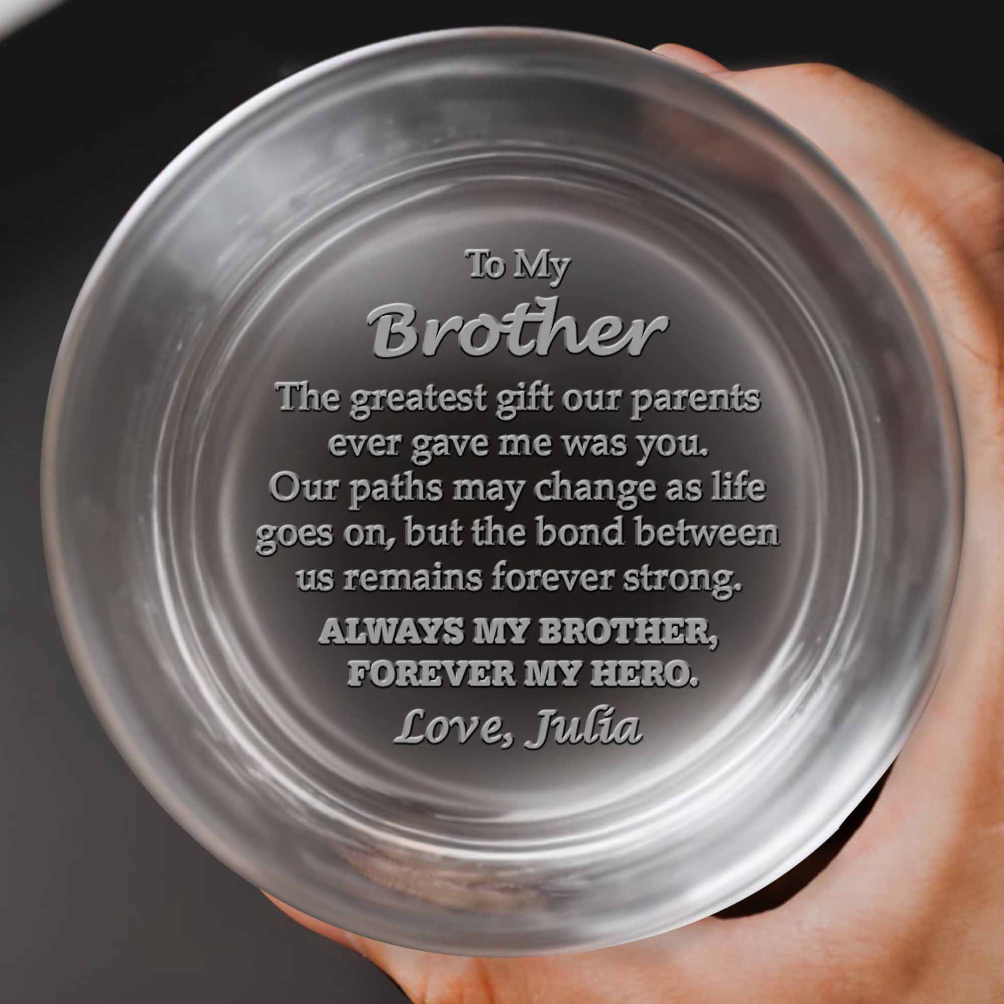 Always My Brother Forever My Hero - Personalized Engraved Whiskey Glass - FAM048_EWG