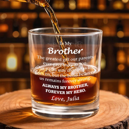 Forever My Brother, Forever My Hero - Personalized Custom Whiskey Glass - FAM048_RWG
