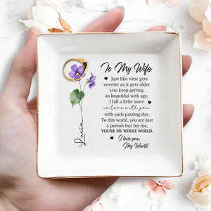 Just Like Wine You're My Whole World - Personalized Custom Jewelry Dish - FAM054_SCRD