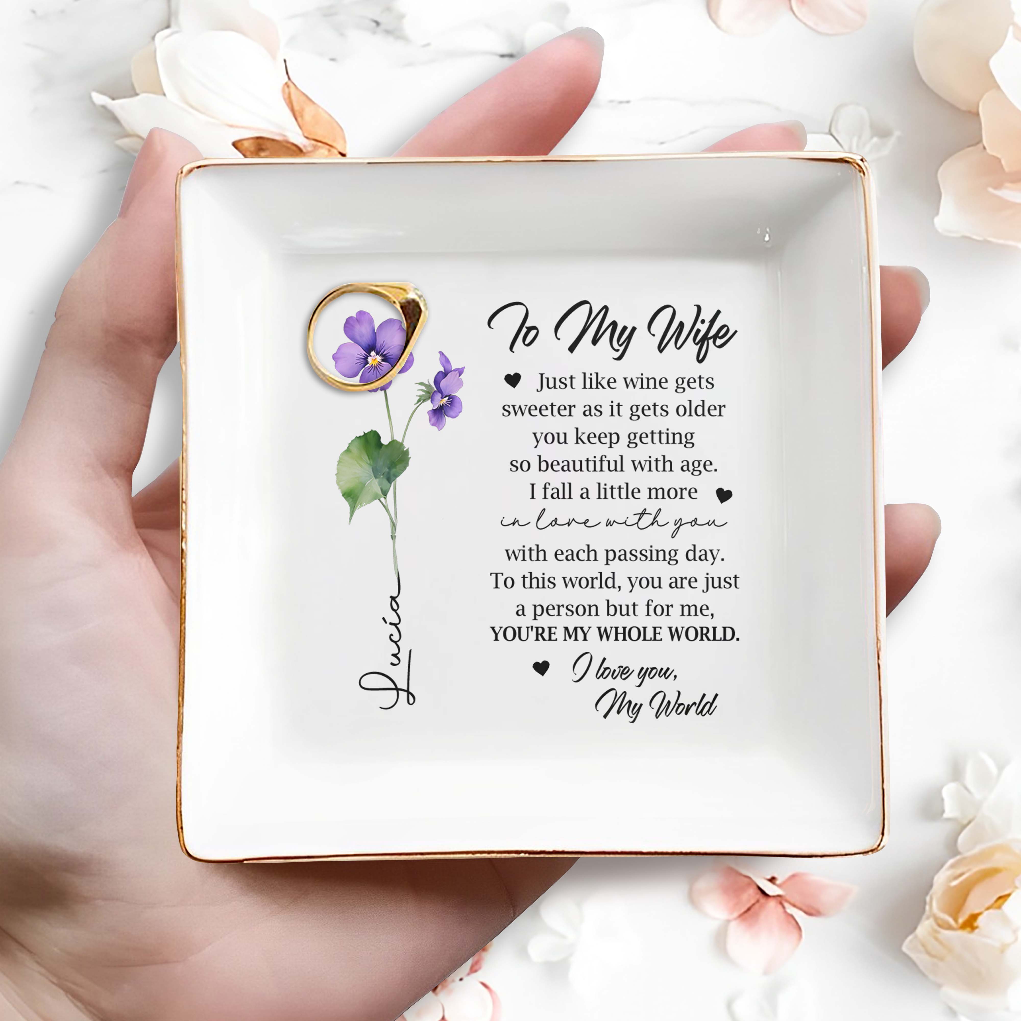 Just Like Wine You're My Whole World - Personalized Custom Jewelry Dish - FAM054_SCRD