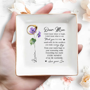 Dear Mom Thank You For Every Day Sacrifices - Personalized Custom Jewelry Dish - FAM055_SCRD