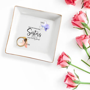 Sisters Connected By Heart - Personalized Custom Jewelry Dish - FAM063_SCRD