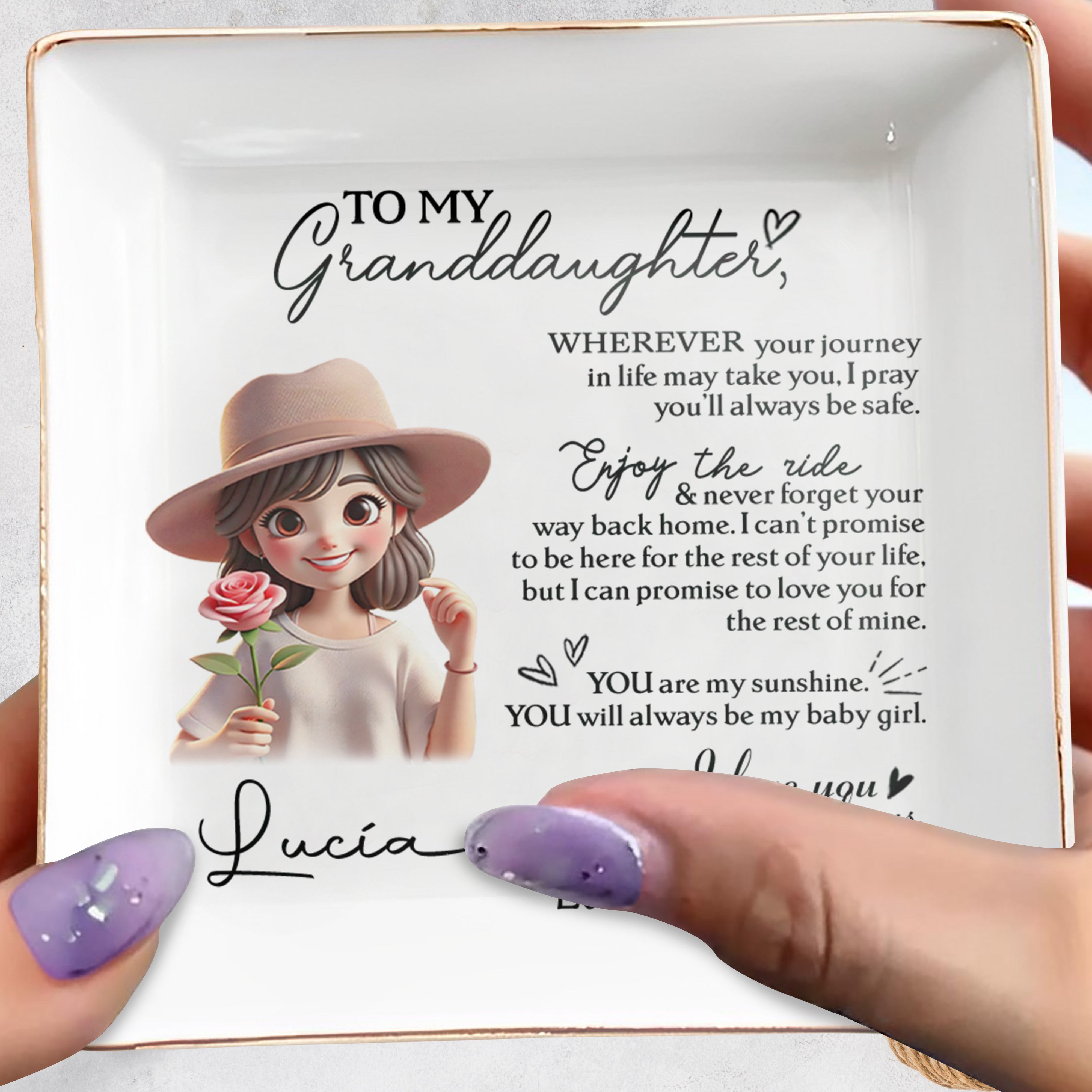 Keep Your Treasures Safe & Sound Jewelry Dish - Personalized Custom Jewelry Dish - FAM064_SCRD