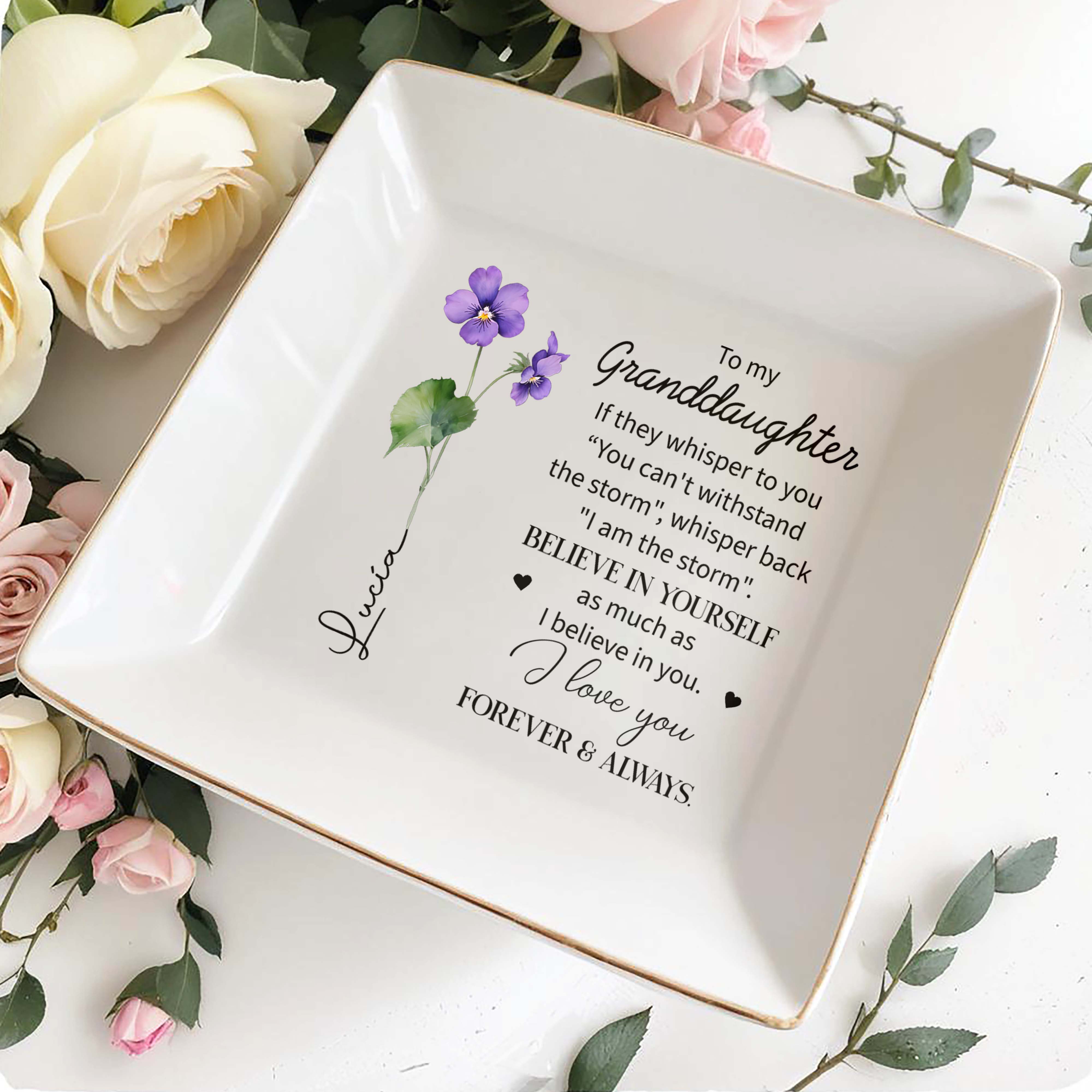 Believe In Yourself I Love You Forever & Always - Personalized Custom Jewelry Dish - FAM067_SCRD