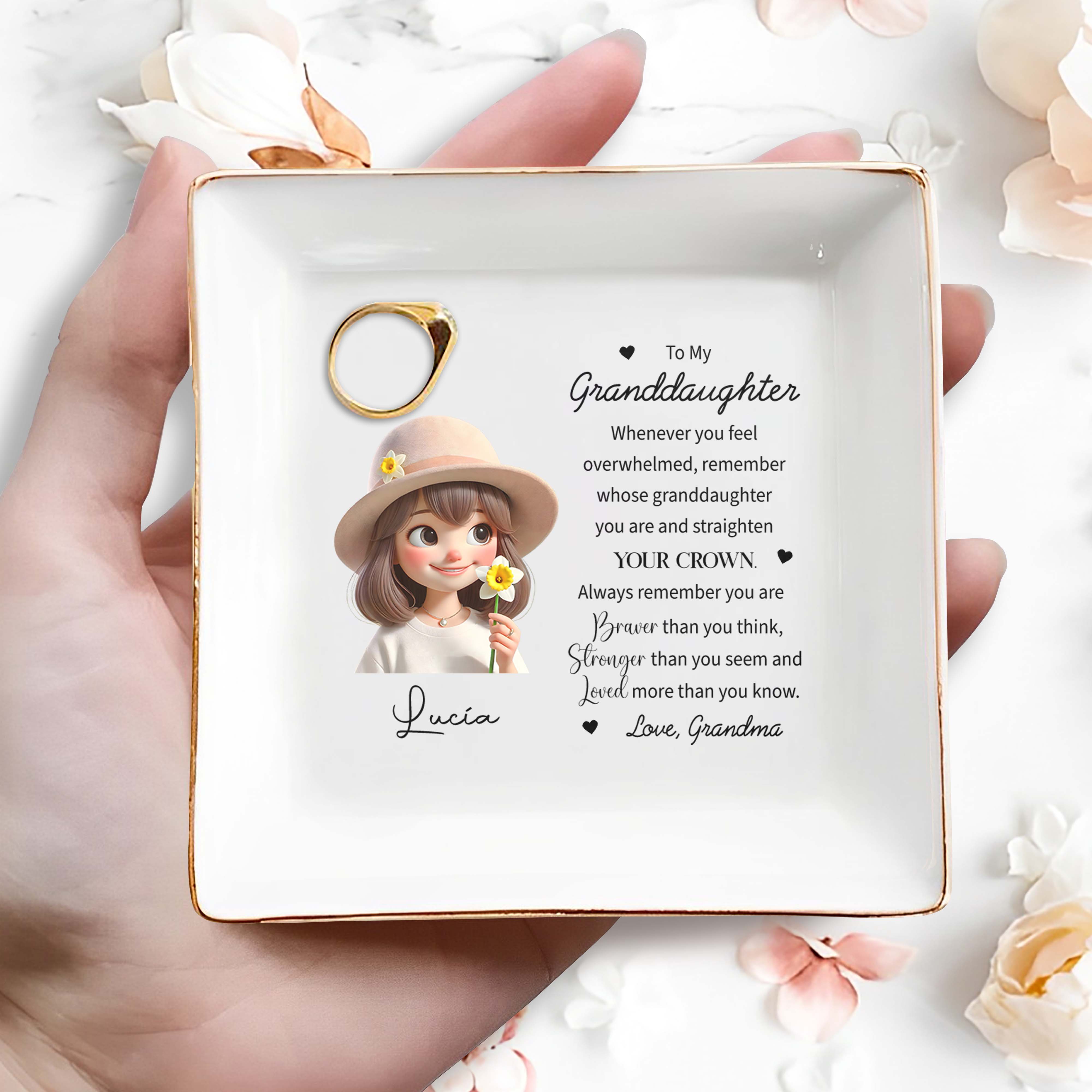Straighten Your Crown Inspirational Quote - Personalized Custom Jewelry Dish - FAM068_SCRD