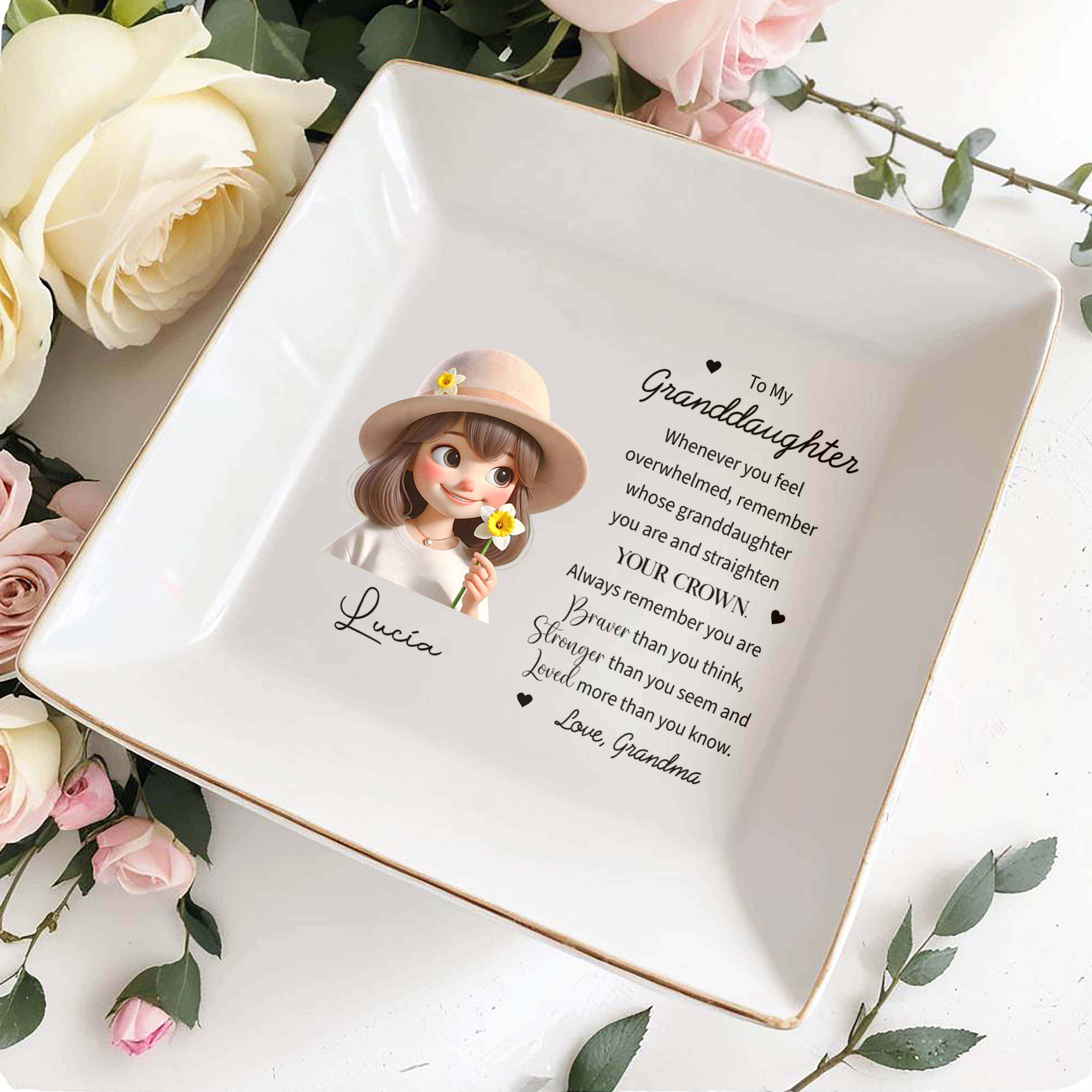 Straighten Your Crown Inspirational Quote - Personalized Custom Jewelry Dish - FAM068_SCRD
