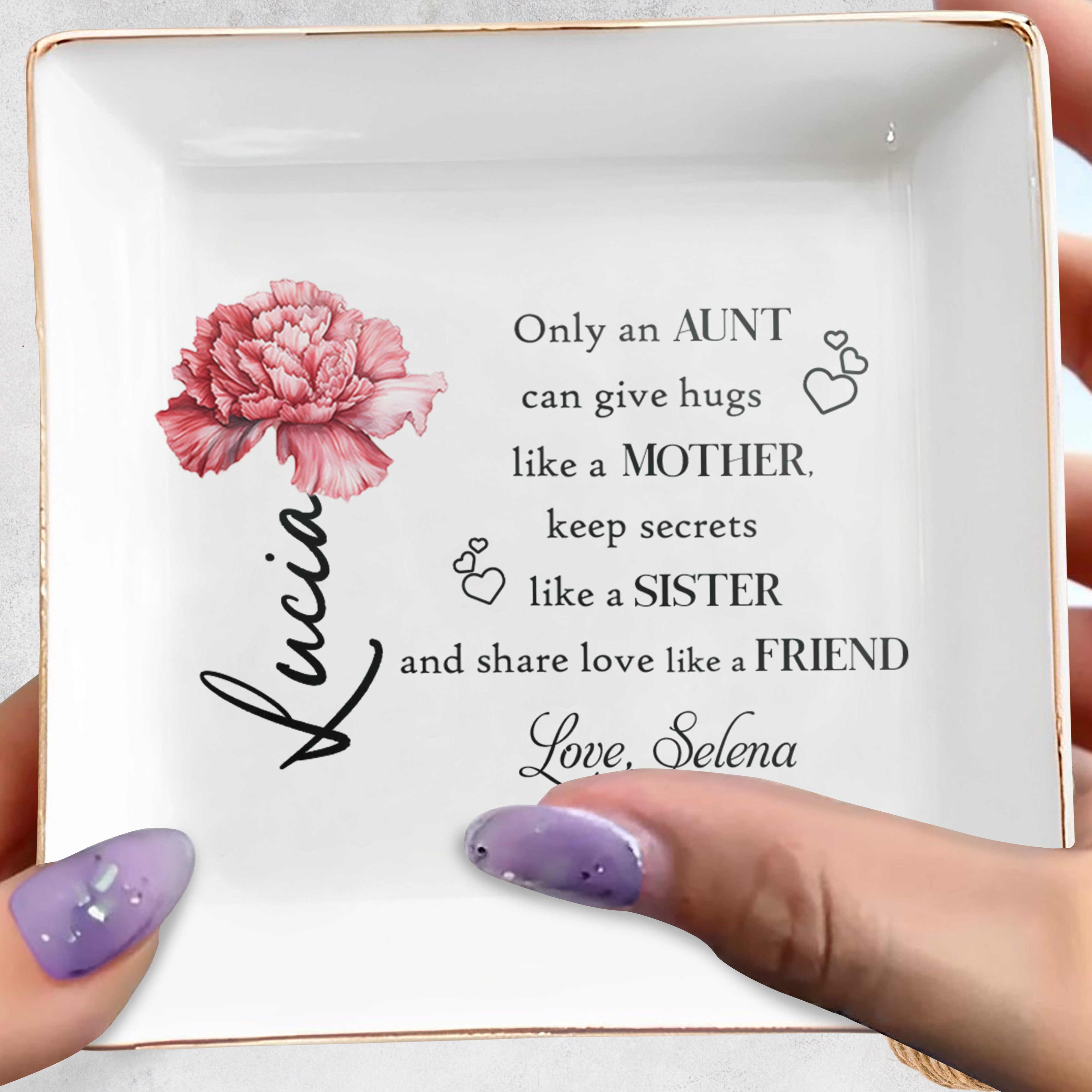 Aunt Like A Mother, Sister And Friend - Personalized Custom Jewelry Dish - FAM080_SCRD