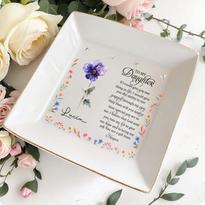 Gift From Heaven Quote With Flowers and Butterflies - Personalized Custom Jewelry Dish - FAM115_SCRD