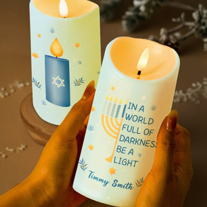 In A World Full Of Darkness Be A Light Menorah Star - Personalized Custom LED Candle - FAM151_LECA