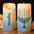Family Gratitude And Love Menorah Design - Personalized Custom LED Candle - FAM154_LECA