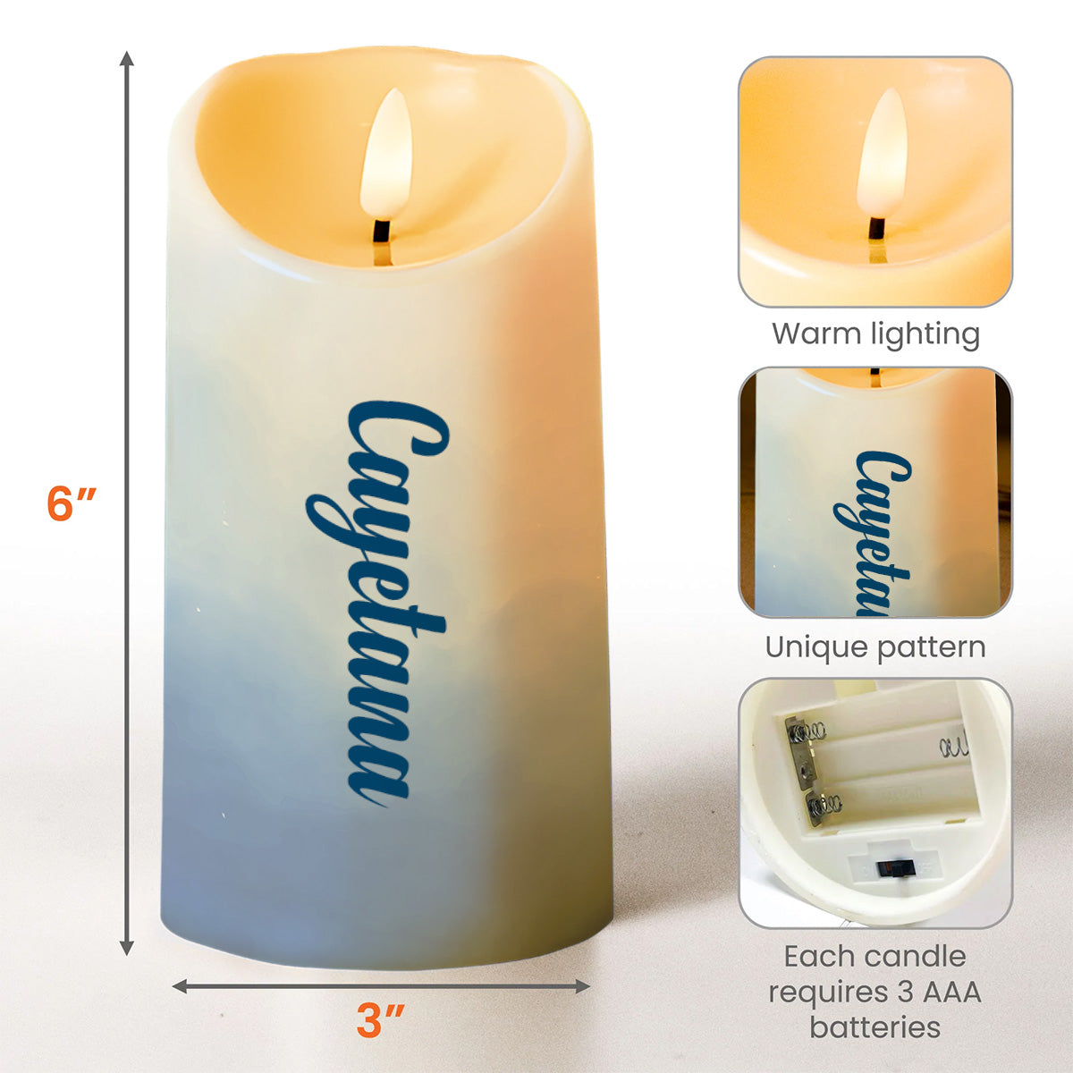 Family Gratitude And Love Menorah Design - Personalized Custom LED Candle - FAM154_LECA