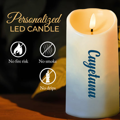 Family Gratitude And Love Menorah Design - Personalized Custom LED Candle - FAM154_LECA