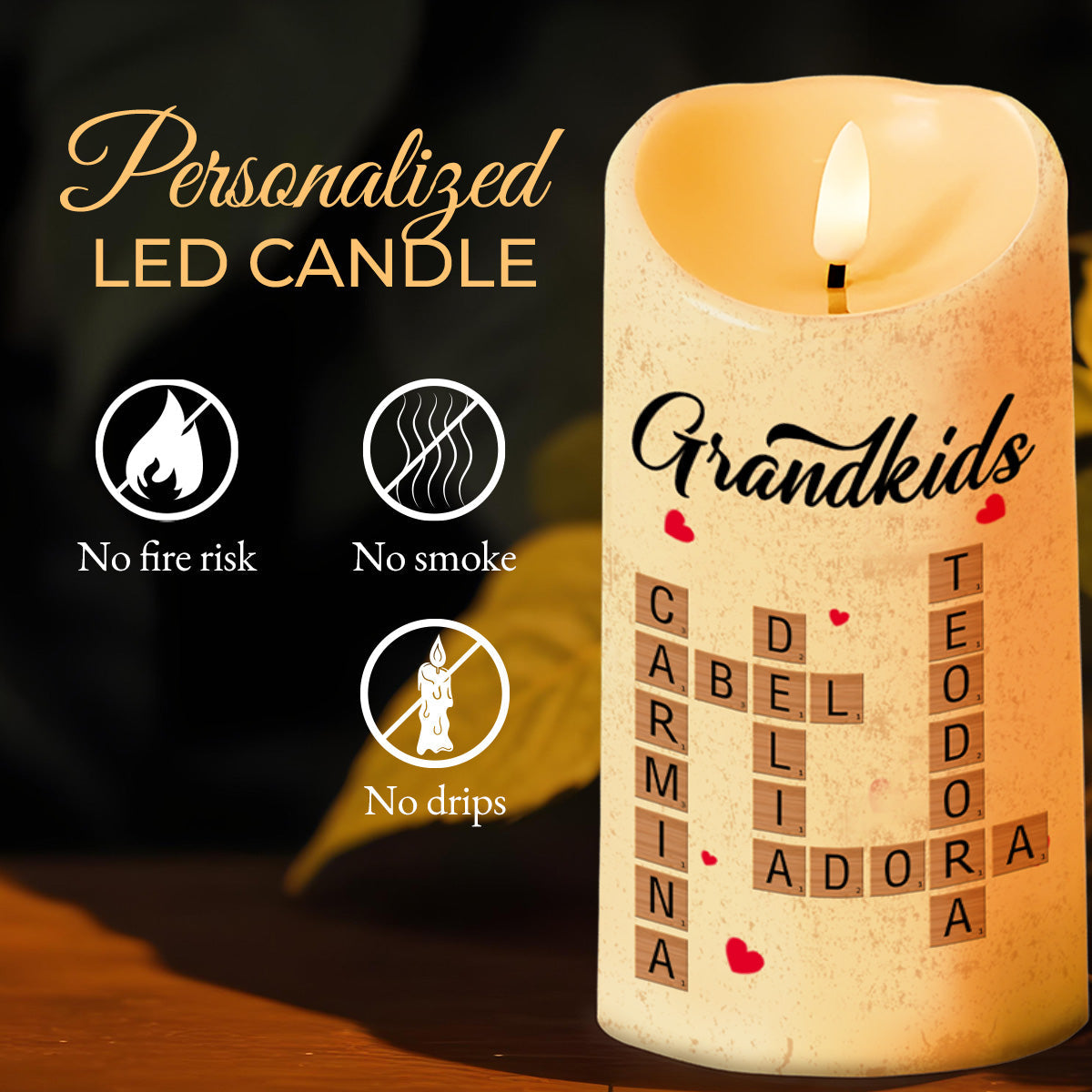 Grandkids the Greatest Blessing Your Heart Will Ever Know - Personalized Custom LED Candle - FAM183_LECA