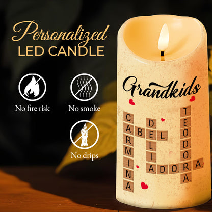 Grandkids the Greatest Blessing Your Heart Will Ever Know - Personalized Custom LED Candle - FAM183_LECA