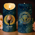 Love And Light Menorah And Stars Design - Personalized Custom LED Candle - FAM208_LECA