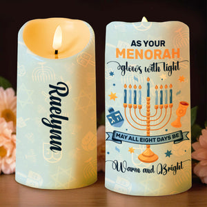 Menorah Glow And Brightness For Eight Warm Days - Personalized Custom LED Candle - FAM210_LECA