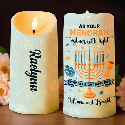 Menorah Glow And Brightness For Eight Warm Days - Personalized Custom LED Candle - FAM210_LECA