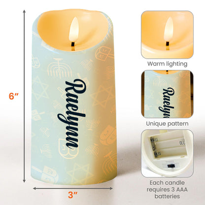 Menorah Glow And Brightness For Eight Warm Days - Personalized Custom LED Candle - FAM210_LECA