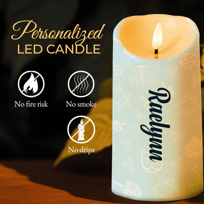 Menorah Glow And Brightness For Eight Warm Days - Personalized Custom LED Candle - FAM210_LECA