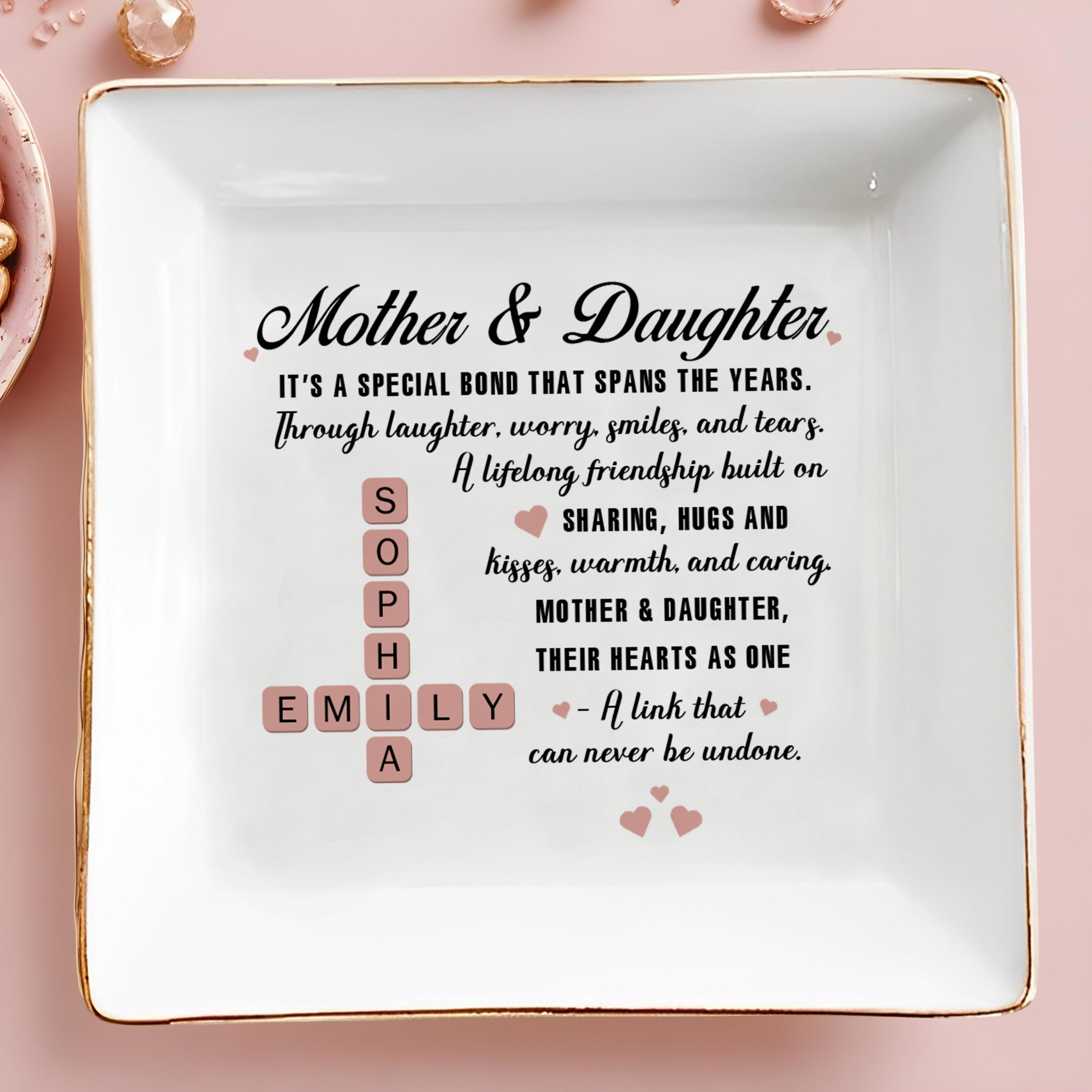Mother & Daughter Lifelong Friendship With Hearts - Personalized Custom Jewelry Dish - FAM213_SCRD
