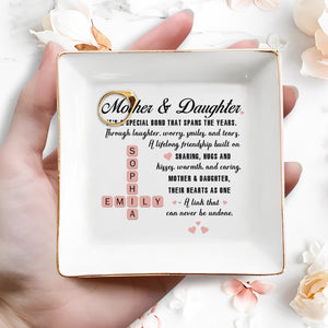 Mother & Daughter Lifelong Friendship With Hearts - Personalized Custom Jewelry Dish - FAM213_SCRD