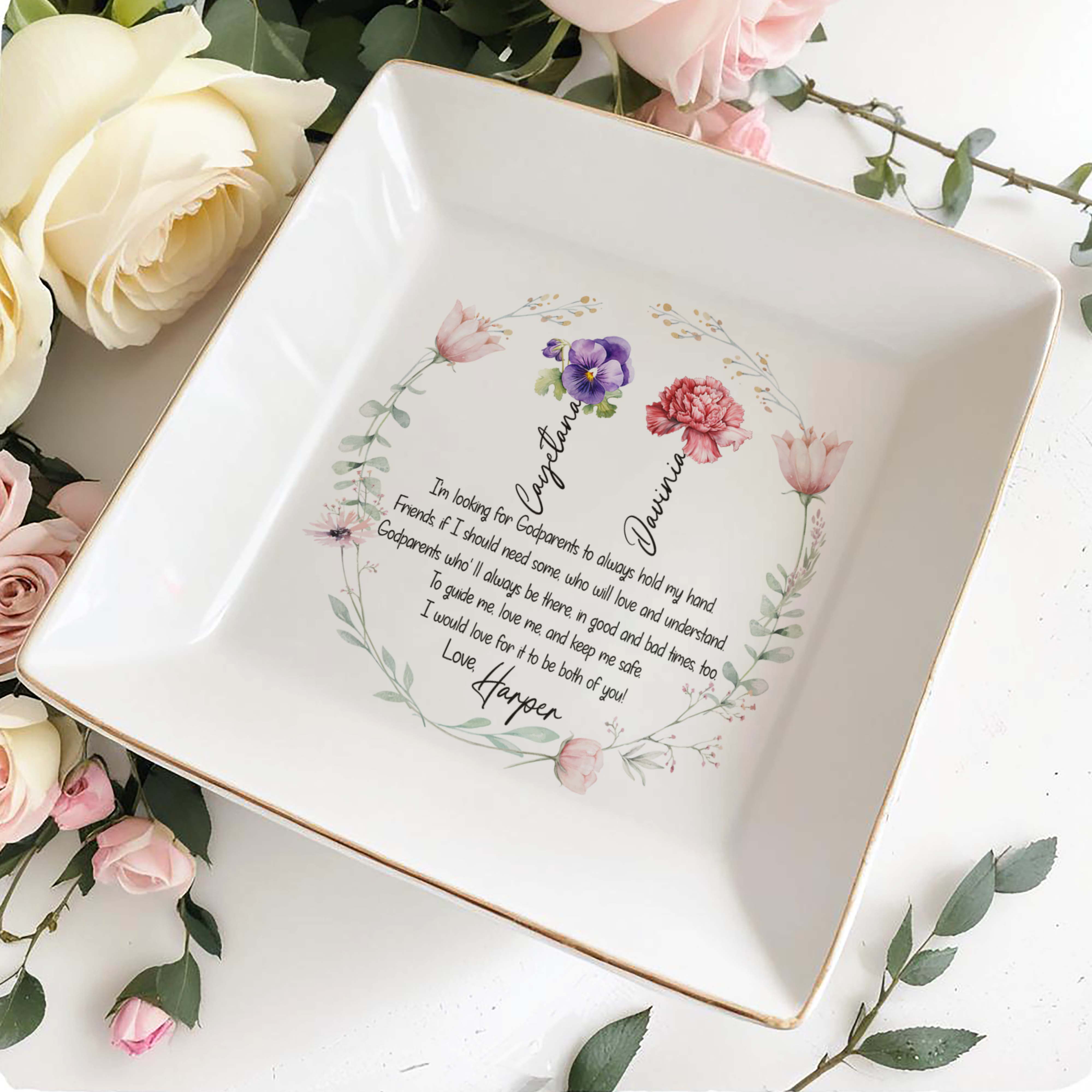 Looking For Godparents To Always Hold My Hand And Keep Me Safe - Personalized Custom Jewelry Dish - FAM214_SCRD