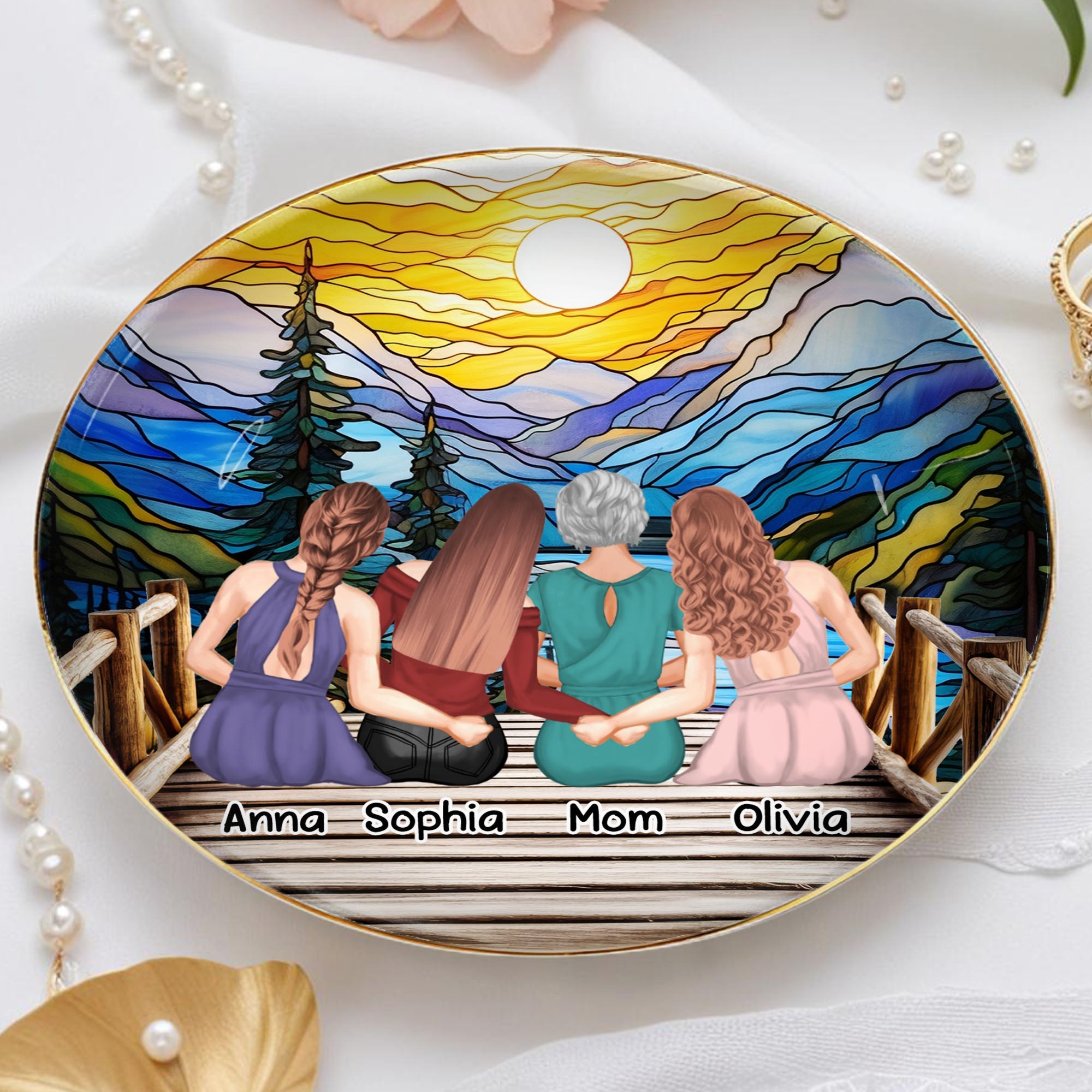Capture Special Moments With Scenic View - Personalized Custom Jewelry Dish, Ceramic Dish, Round Shape - FAM301_RCRF
