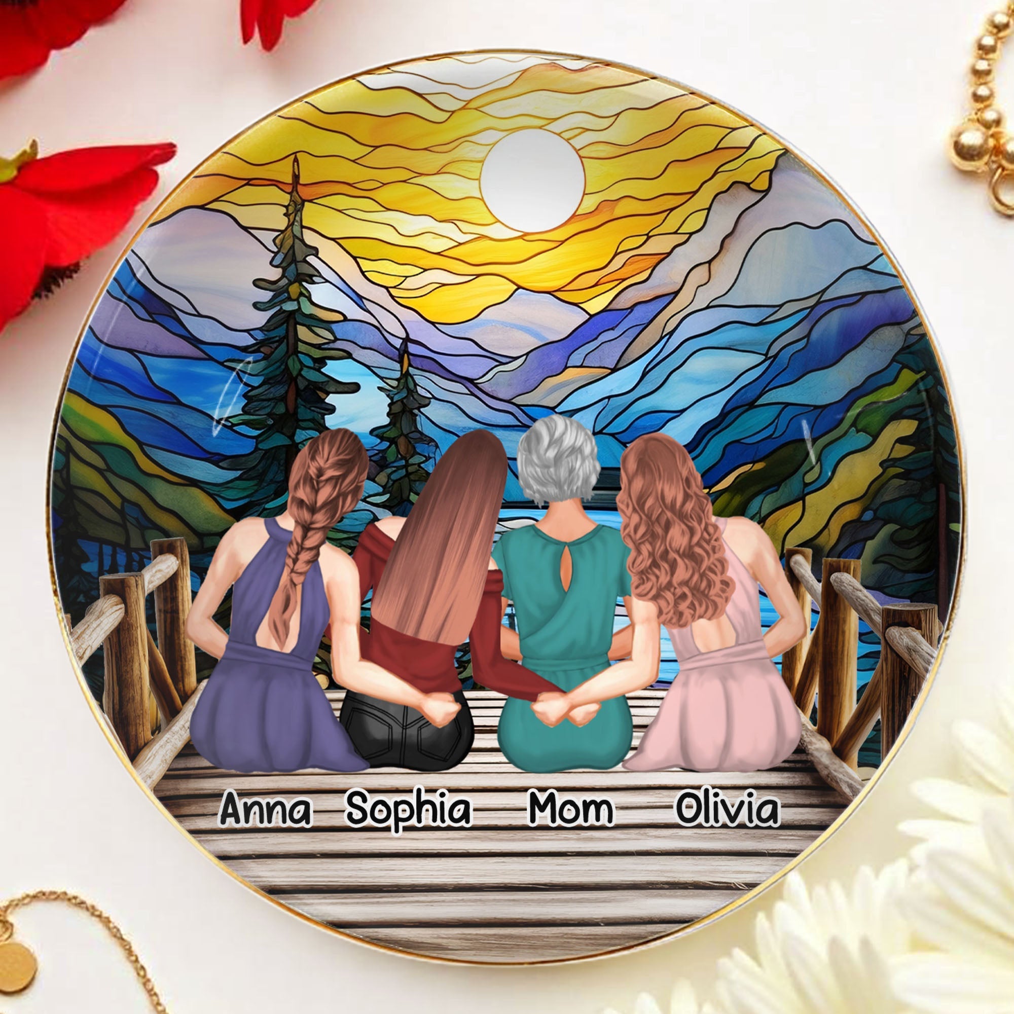 Capture Special Moments With Scenic View - Personalized Custom Jewelry Dish, Ceramic Dish, Round Shape - FAM301_RCRF