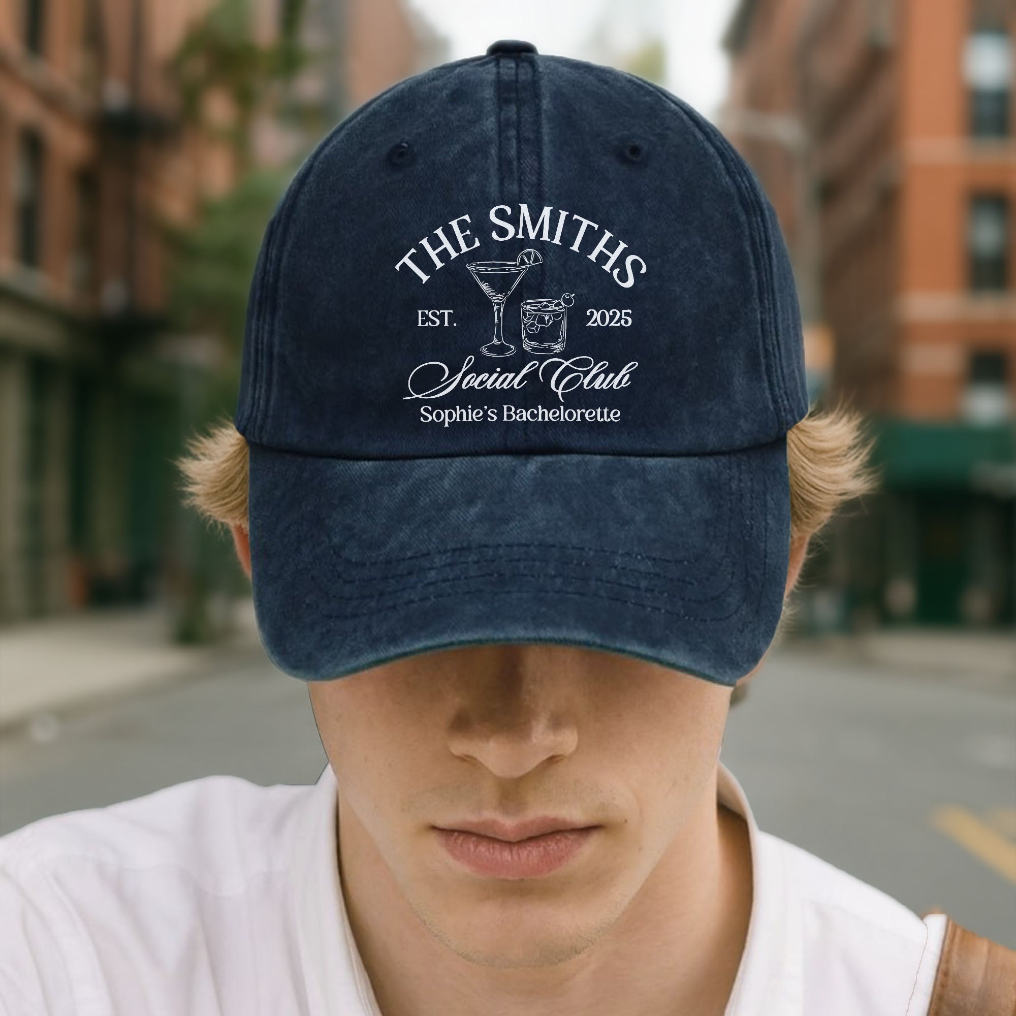 Social Club Sophie's Bachelorette Celebration Cap - Personalized Custom Washed Denim Cap - FAM468_WDCAP