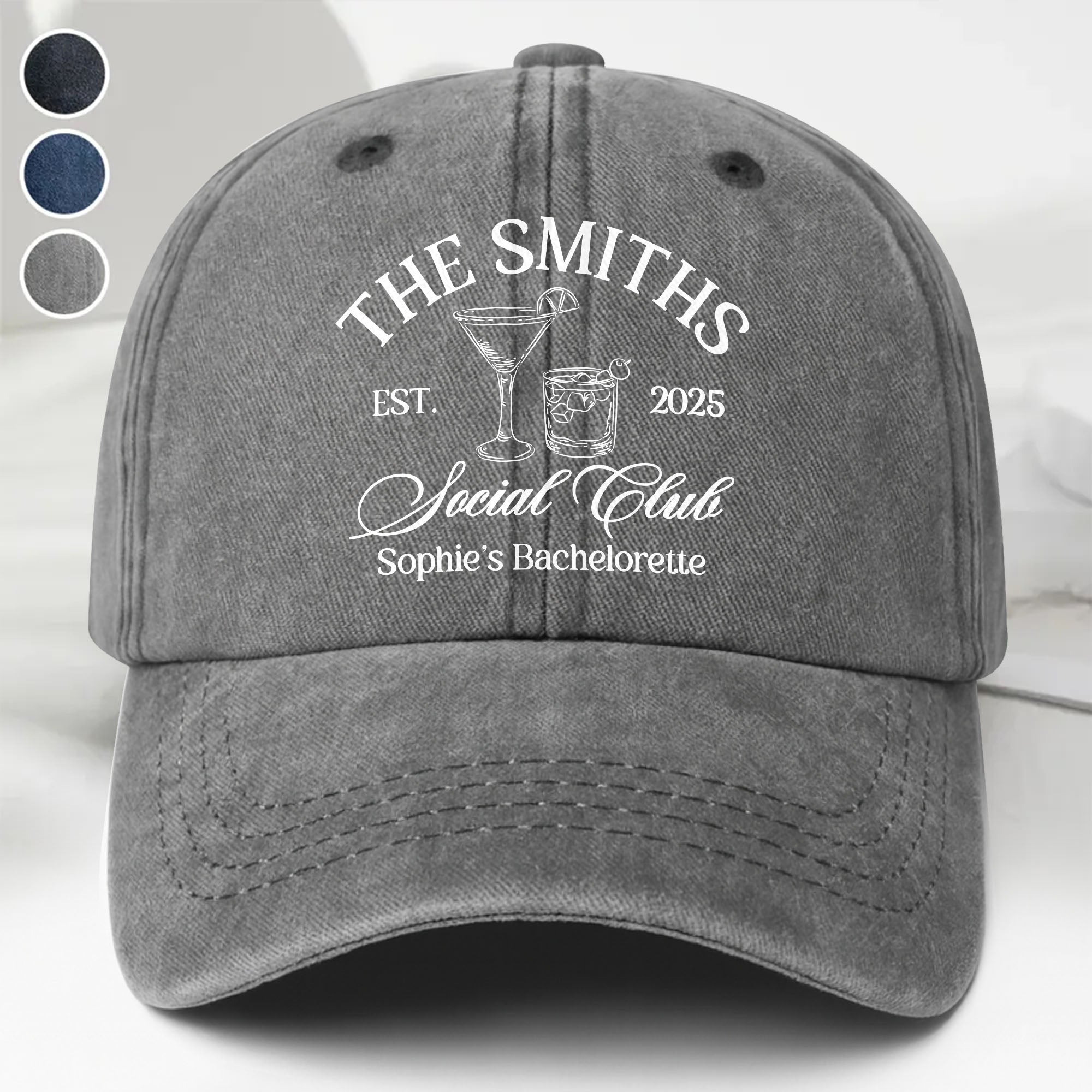 Social Club Sophie's Bachelorette Celebration Cap - Personalized Custom Washed Denim Cap - FAM468_WDCAP