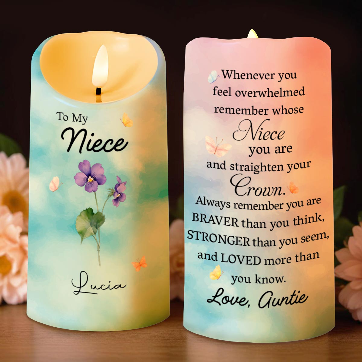 To My Niece, Remember Your Strength And Love - Personalized Custom LED Candle - FAM476_LECA