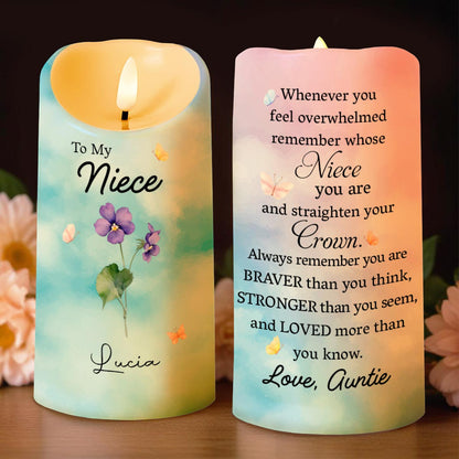 To My Niece, Remember Your Strength And Love - Personalized Custom LED Candle - FAM476_LECA