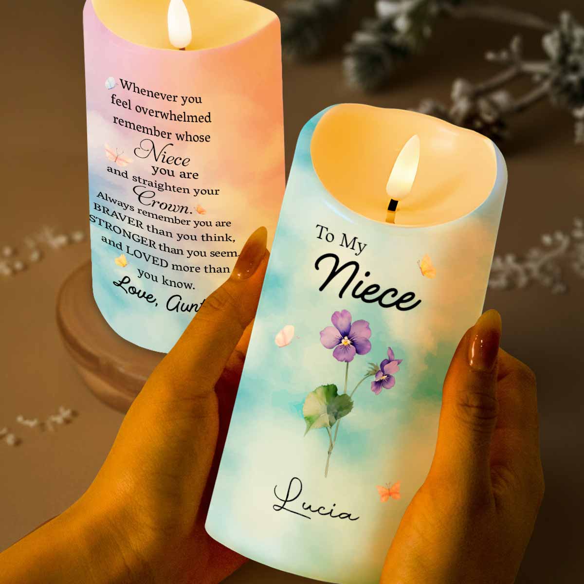 To My Niece, Remember Your Strength And Love - Personalized Custom LED Candle - FAM476_LECA