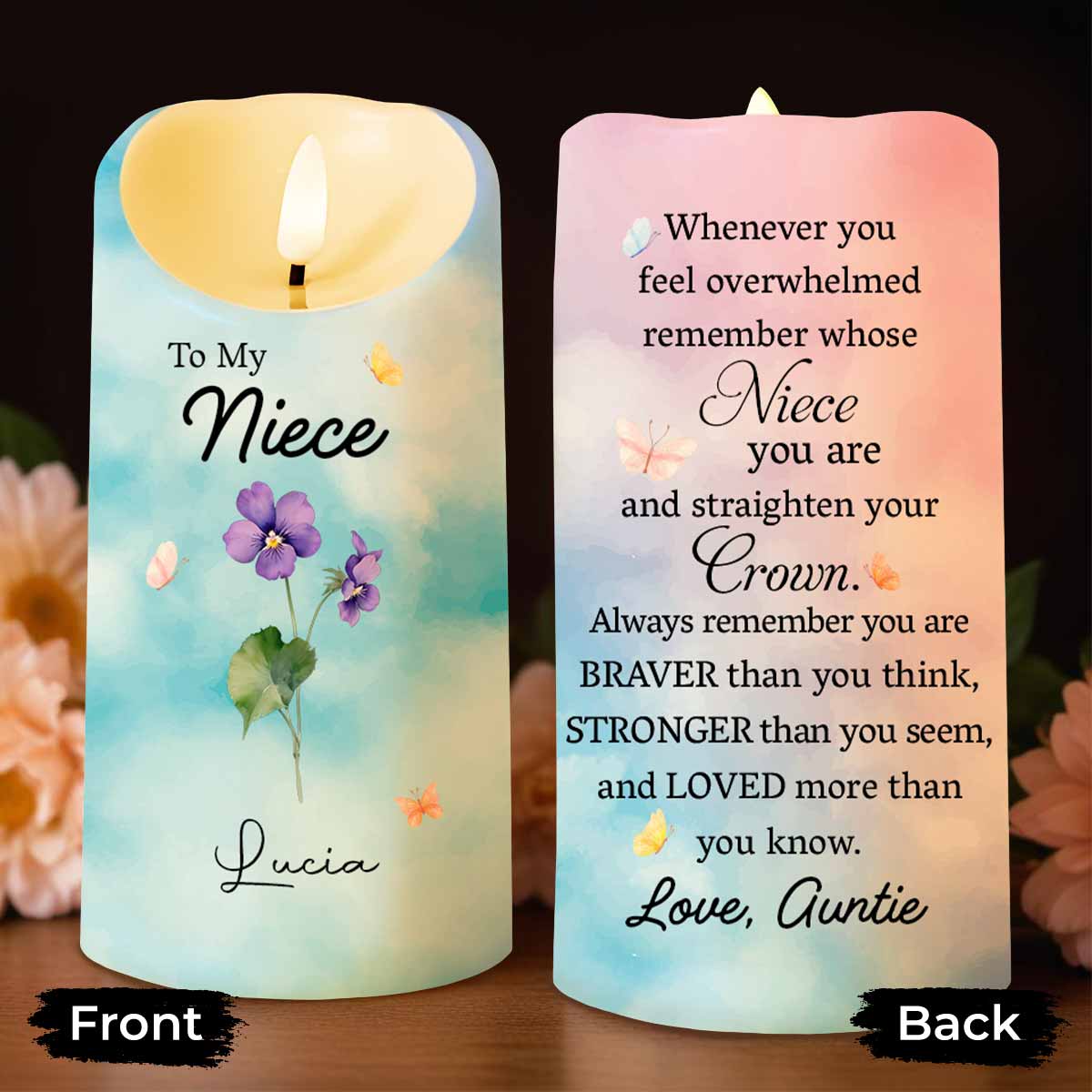 To My Niece, Remember Your Strength And Love - Personalized Custom LED Candle - FAM476_LECA