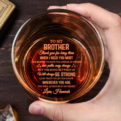 To My Brother, Bond Always Strong, Whiskey Glass - Personalized Engraved Whiskey Glass - FAM598_EWG