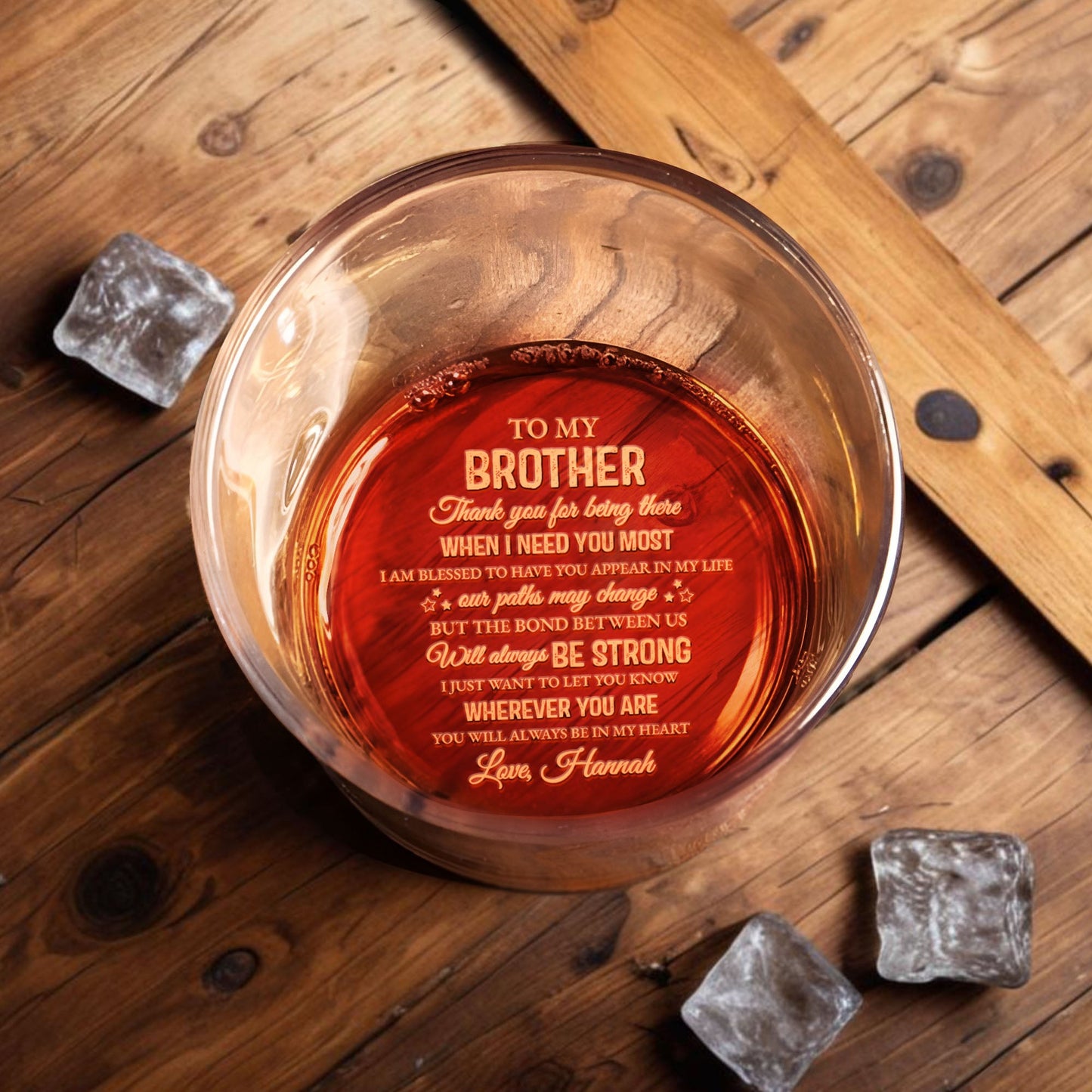To My Brother, Bond Always Strong, Whiskey Glass - Personalized Engraved Whiskey Glass - FAM598_EWG
