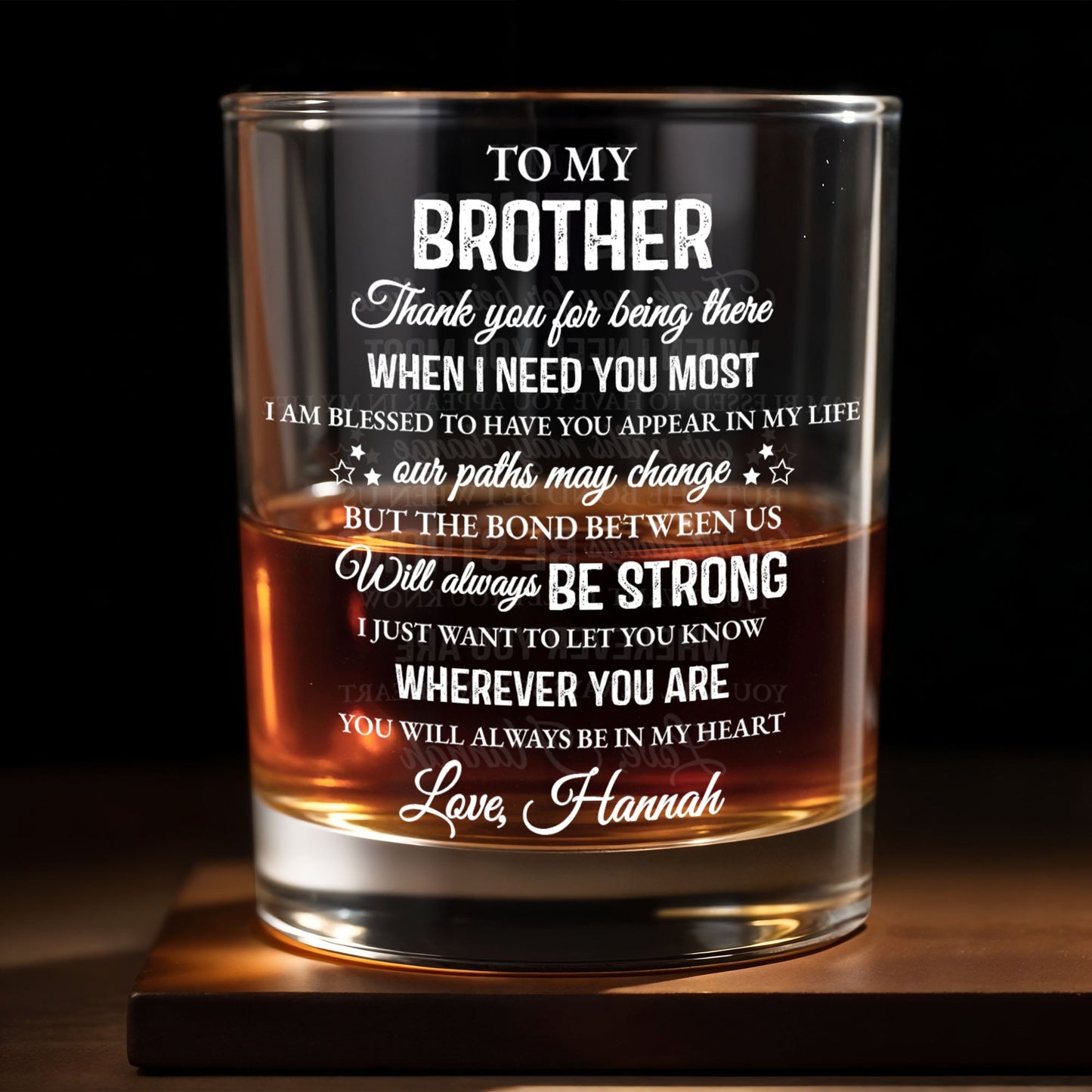 To My Brother, Thank You For Being There, Text Design - Personalized Custom Whiskey Glass - FAM598_RWG