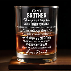 To My Brother, Thank You For Being There, Text Design - Personalized Custom Whiskey Glass - FAM598_RWG