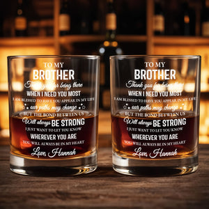 To My Brother, Thank You For Being There, Text Design - Personalized Custom Whiskey Glass - FAM598_RWG