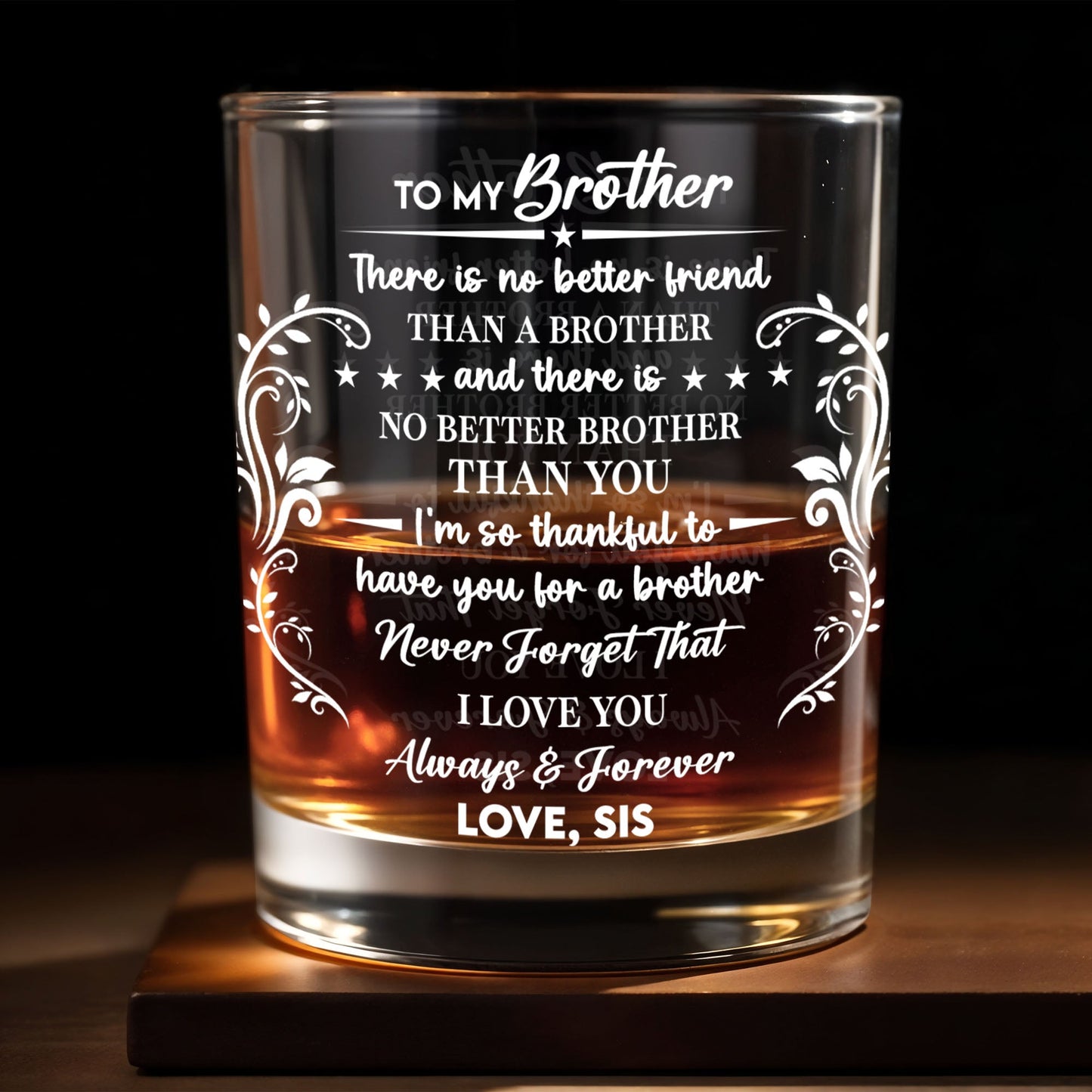 To My Brother, Love Always & Forever - Personalized Custom Whiskey Glass - FAM608_RWG