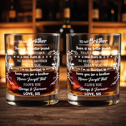 To My Brother, Love Always & Forever - Personalized Custom Whiskey Glass - FAM608_RWG