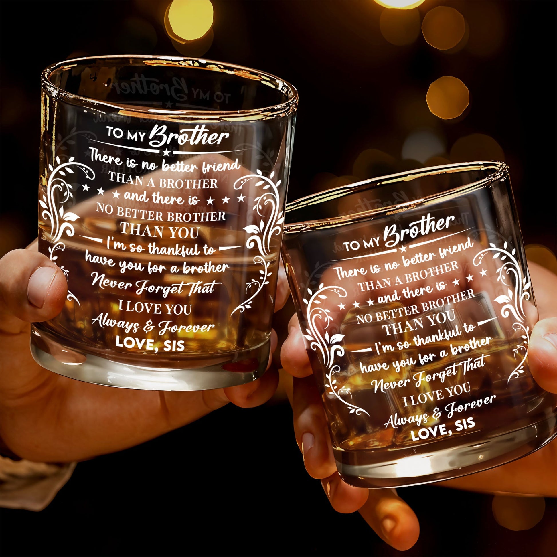 To My Brother, Love Always & Forever - Personalized Custom Whiskey Glass - FAM608_RWG