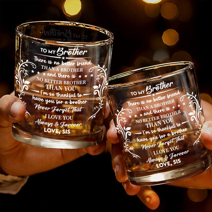 To My Brother, Love Always & Forever - Personalized Custom Whiskey Glass - FAM608_RWG