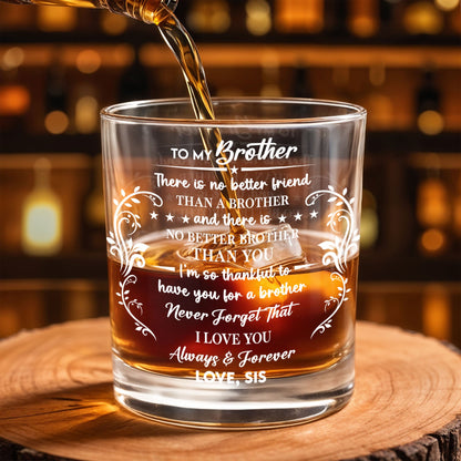 To My Brother, Love Always & Forever - Personalized Custom Whiskey Glass - FAM608_RWG