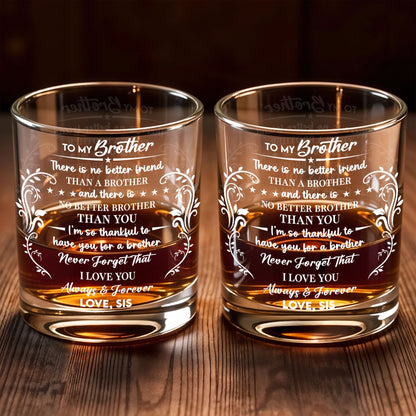 To My Brother, Love Always & Forever - Personalized Custom Whiskey Glass - FAM608_RWG