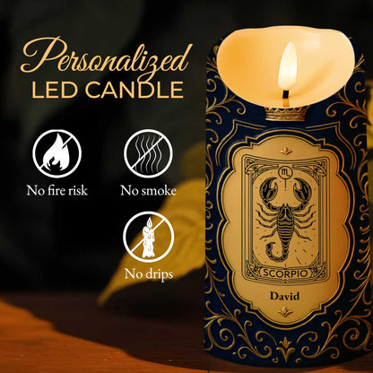 To My Brother, The Greatest Gift, Zodiac Sign And Crown Design - Personalized Custom LED Candle - FAM665_LECA