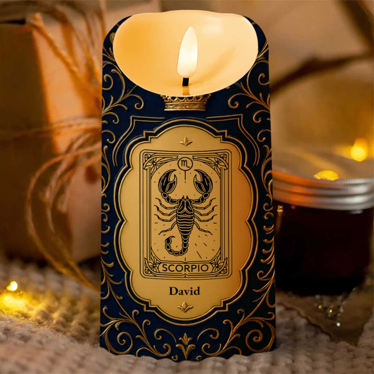To My Brother, The Greatest Gift, Zodiac Sign And Crown Design - Personalized Custom LED Candle - FAM665_LECA