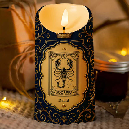 To My Brother, The Greatest Gift, Zodiac Sign And Crown Design - Personalized Custom LED Candle - FAM665_LECA